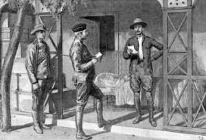 Robert Baden-Powell na warandzie swojej siedziby w Mafeking